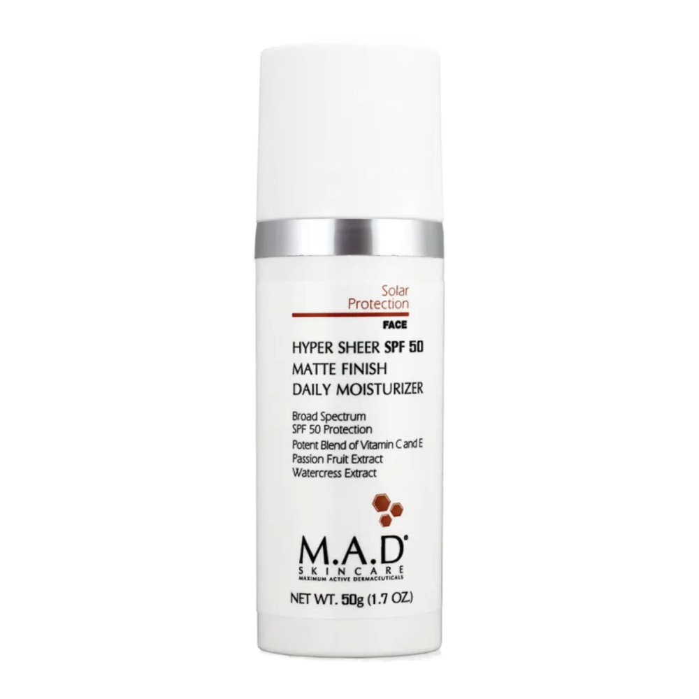 M.A.D SKINCARE HYPER SHEER SPF 50 MATTE FINISH DAILY MOISTURIZER